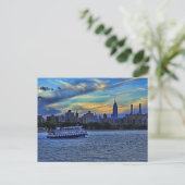 East River Uitzicht van Sunset Over de NYC Skyline Briefkaart (Staand voorkant)