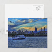 East River Uitzicht van Sunset Over de NYC Skyline Briefkaart (Voorkant / Achterkant)
