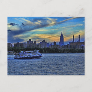 East River Uitzicht van Sunset Over de NYC Skyline Briefkaart