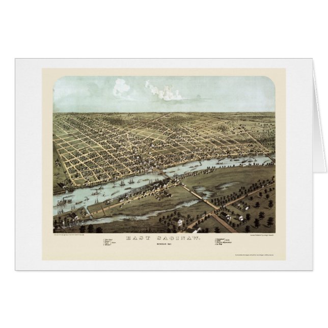 East Saginaw, MI Panoramic Map - 1867 (Voorkant Horizontaal)
