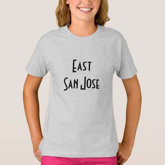East San Jose in hoekige retro letters T-shirt (Voorkant)