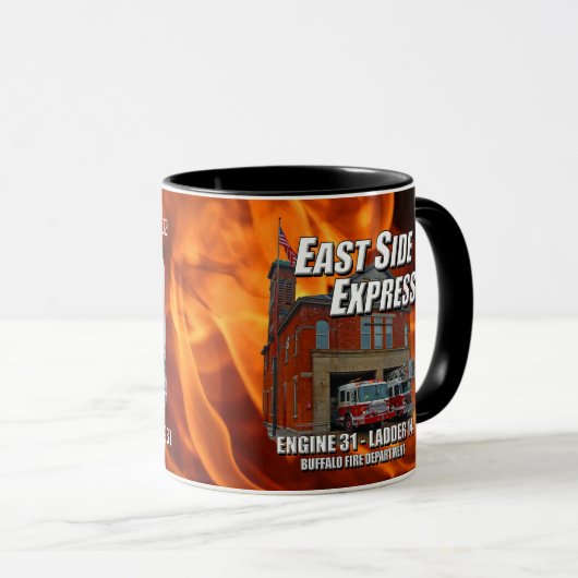 East Side Express Ringer Mok (Flames) (Voorkant rechts)