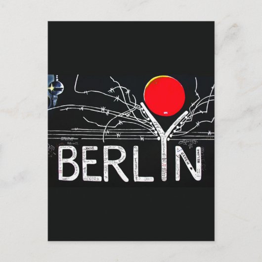 East Side Gallery, Berlin Wall, Barbed Wire/Red Su Briefkaart (Voorkant)