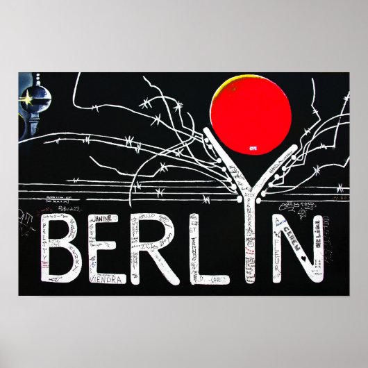 East Side Gallery, Berlin Wall, Barbed Wire/Red Su Poster (Voorkant)