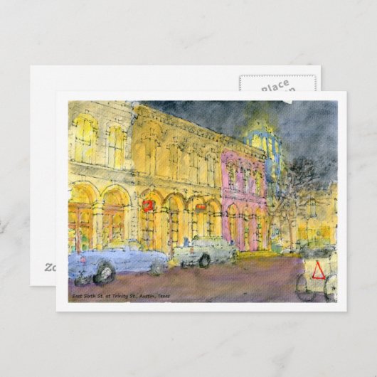 East Six St. bij Trinity St., Austin, Texas Briefkaart (Voorkant / Achterkant)