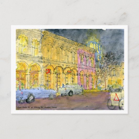 East Six St. bij Trinity St., Austin, Texas Briefkaart (Voorkant)