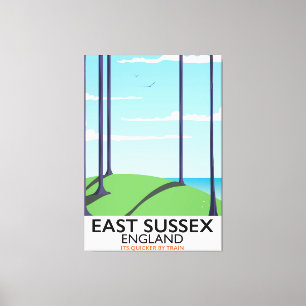 East Sussex, England train poster Canvas Afdruk