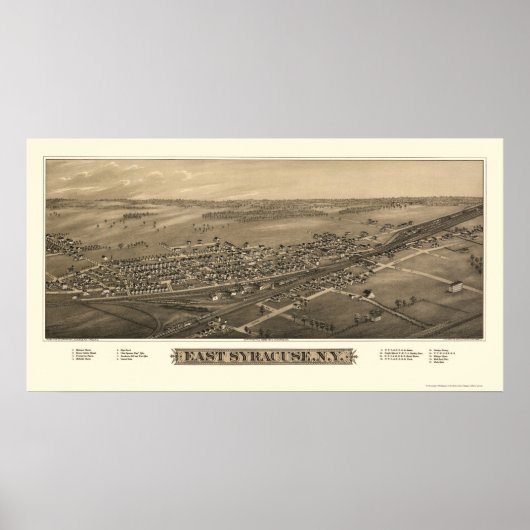 East Syracuse, NY Panoramic Map - 1885 Poster (Voorkant)