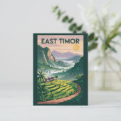 East Timor Fields Illustration Travel Art Vintage Briefkaart (Staand voorkant)