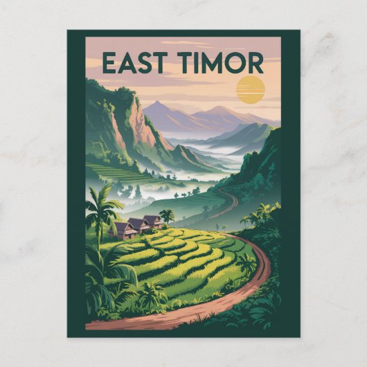 East Timor Fields Illustration Travel Art Vintage Briefkaart (Voorkant)