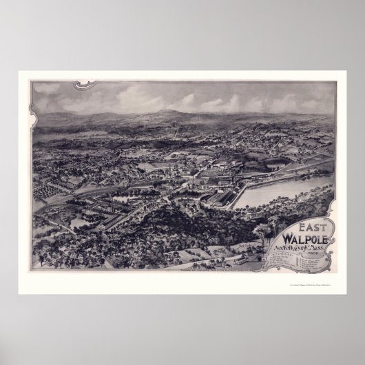 East Walpole, MA Panoramic Map - 1898 Poster (Voorkant)