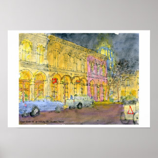East Zesde Street, Trinity Street, Austin, Texas Poster