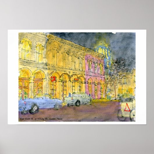 East Zesde Street, Trinity Street, Austin, Texas Poster (Voorkant)