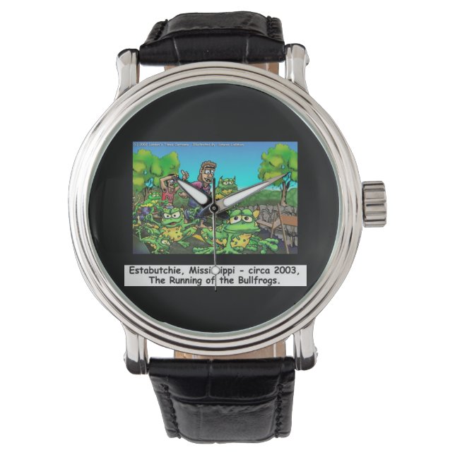 Eastabutchie Ms hardlopen van stierkikkers Grappig Horloge (Voorkant)