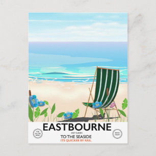 Eastbourne Beach East Sussex reisposter Briefkaart