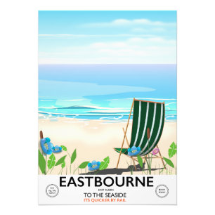 Eastbourne Beach East Sussex reisposter Foto Afdruk