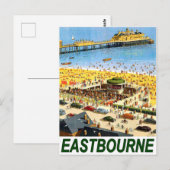 Eastbourne-strand, uitzicht voor arealen, vintage- briefkaart (Voorkant / Achterkant)