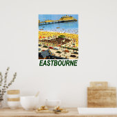 Eastbourne-strand, uitzicht voor arealen, vintage- poster (Keuken)