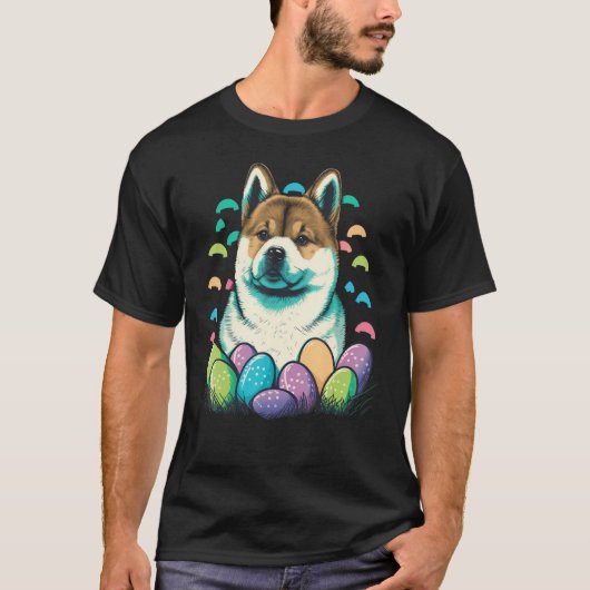 Easter Akita Inu Bunny Eggs Dog on Easter Akita In T-shirt (Voorkant)