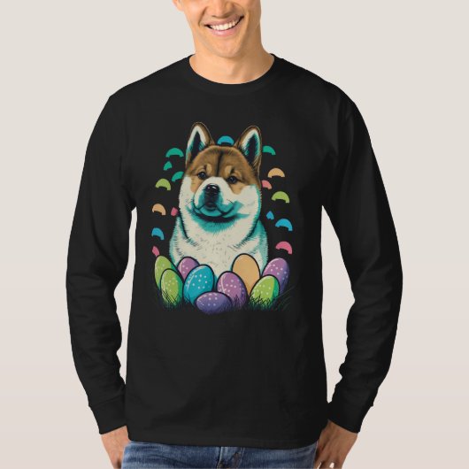 Easter Akita Inu Bunny Eggs Dog on Easter Akita In T-shirt (Voorkant)