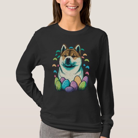Easter Akita Inu Bunny Eggs Dog on Easter Akita In T-shirt (Voorkant)
