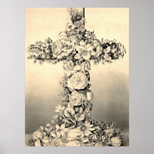 Easter and Palm Sunday Floral Cross Poster (Voorkant)
