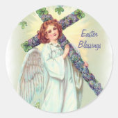 Easter Angel Ronde Sticker (Voorkant)
