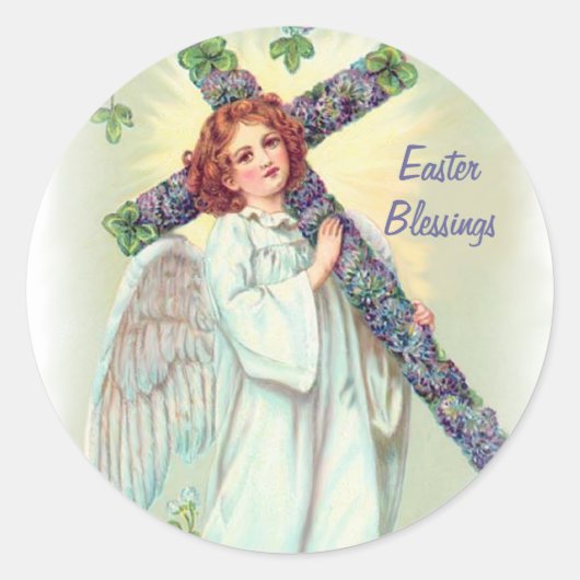 Easter Angel Ronde Sticker (Voorkant)
