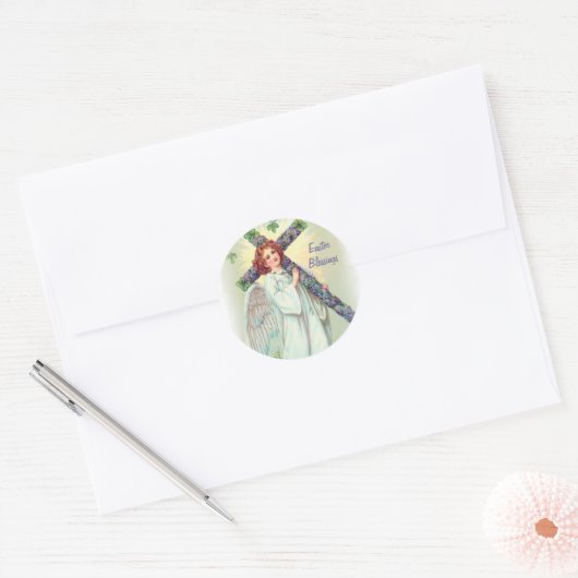 Easter Angel Ronde Sticker (Envelop)