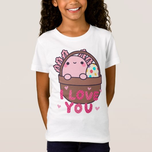 Easter Axolotl in Basket – Cute Springtime Egg Hun T-shirt (Voorkant)
