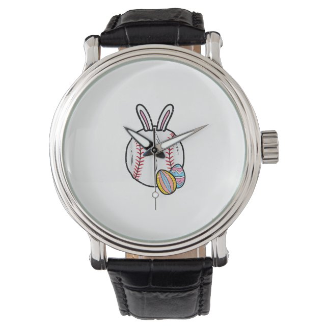 Easter Baseball Bunny Sports Men Boys Kids Toddler Horloge (Voorkant)