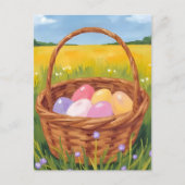 Easter Basket Egg Hunt Pastel Watercolor Feestdagenkaart (Voorkant)