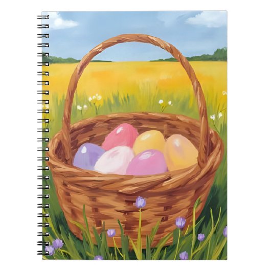 Easter Basket Egg Hunt Pastel Watercolor Notitieboek (Voorkant)