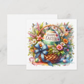 Easter Basket Eggs & Spring Flowers Feestdagenkaart (Voorkant / Achterkant)