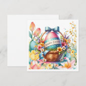 Easter Basket Eggs & Spring Flowers Feestdagenkaart (Voorkant / Achterkant)