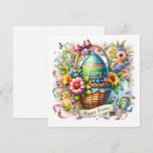 Easter Basket Eggs & Spring Flowers Feestdagenkaart (Voorkant / Achterkant)