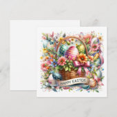 Easter Basket Eggs & Spring Flowers Feestdagenkaart (Voorkant / Achterkant)