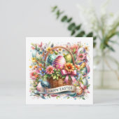 Easter Basket Eggs & Spring Flowers Feestdagenkaart (Staand voorkant)
