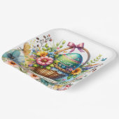 Easter Basket Eggs & Spring Flowers Papieren Bordje (Gebogen)