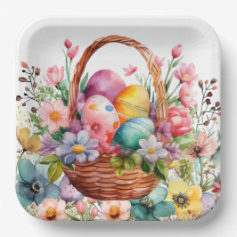 Easter Basket Eggs & Spring Flowers Papieren Bordje
