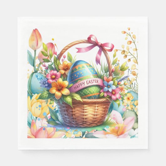 Easter Basket Eggs & Spring Flowers Servet (Voorkant)