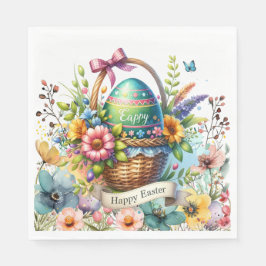 Easter Basket Eggs & Spring Flowers Servet