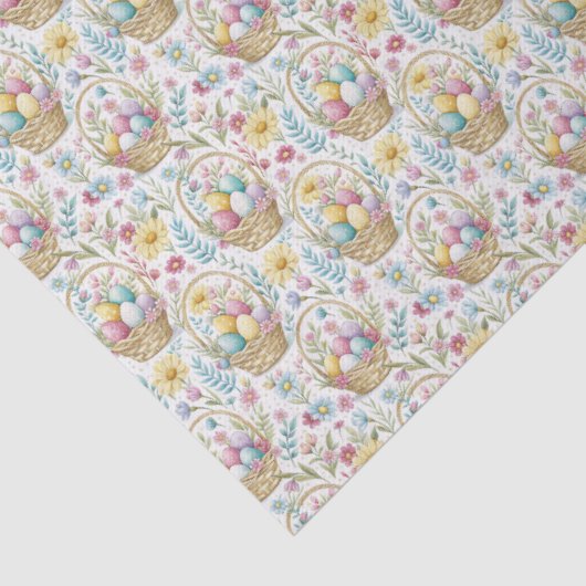 Easter Basket & Spring Floral Pattern Tissuepapier (Detail)