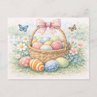 Easter Basket Watercolor Postcard Feestdagenkaart