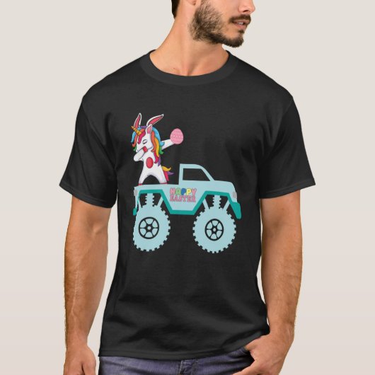 Easter Bearded Dragon Bunny Riding Monster Truck T T-shirt (Voorkant)