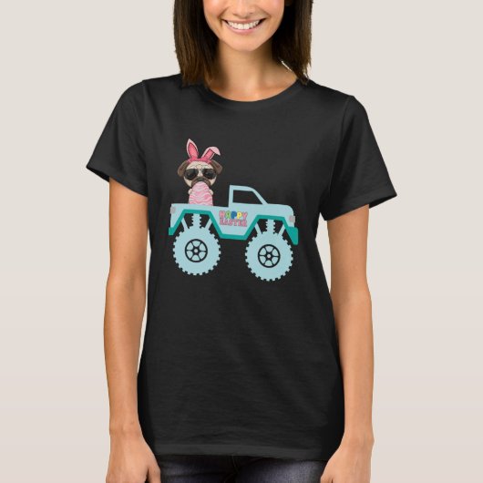 Easter Bearded Dragon Bunny Riding Monster Truck T T-shirt (Voorkant)