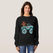 Easter Bearded Dragon Bunny Riding Monster Truck T Trui (Voorkant volledig)