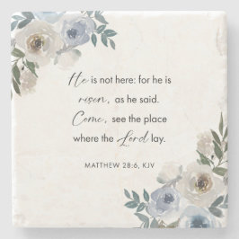 Easter Bible Verse Matthew 28:6 Floral Christian  Stenen Onderzetter