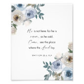 Easter Bible Verse Wall Art Matthew 28:6 Floral Foto Afdruk (Voorkant)