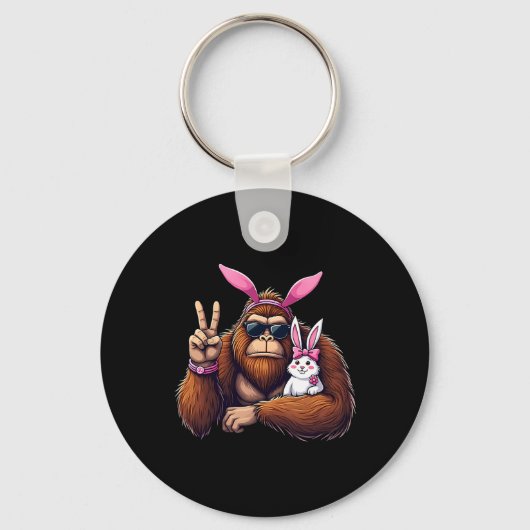Easter Bigfoot Bunny Funny Easter Day Sasquatch Bo Sleutelhanger (Voorkant)